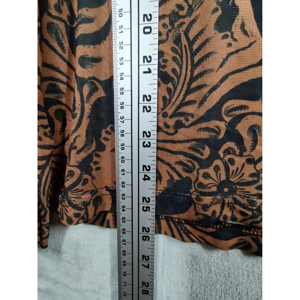 Sterling Kreek Womens XL Mesh Mock Neck Top Western Tooled Paisley Print Cognac - Picture 6 of 10